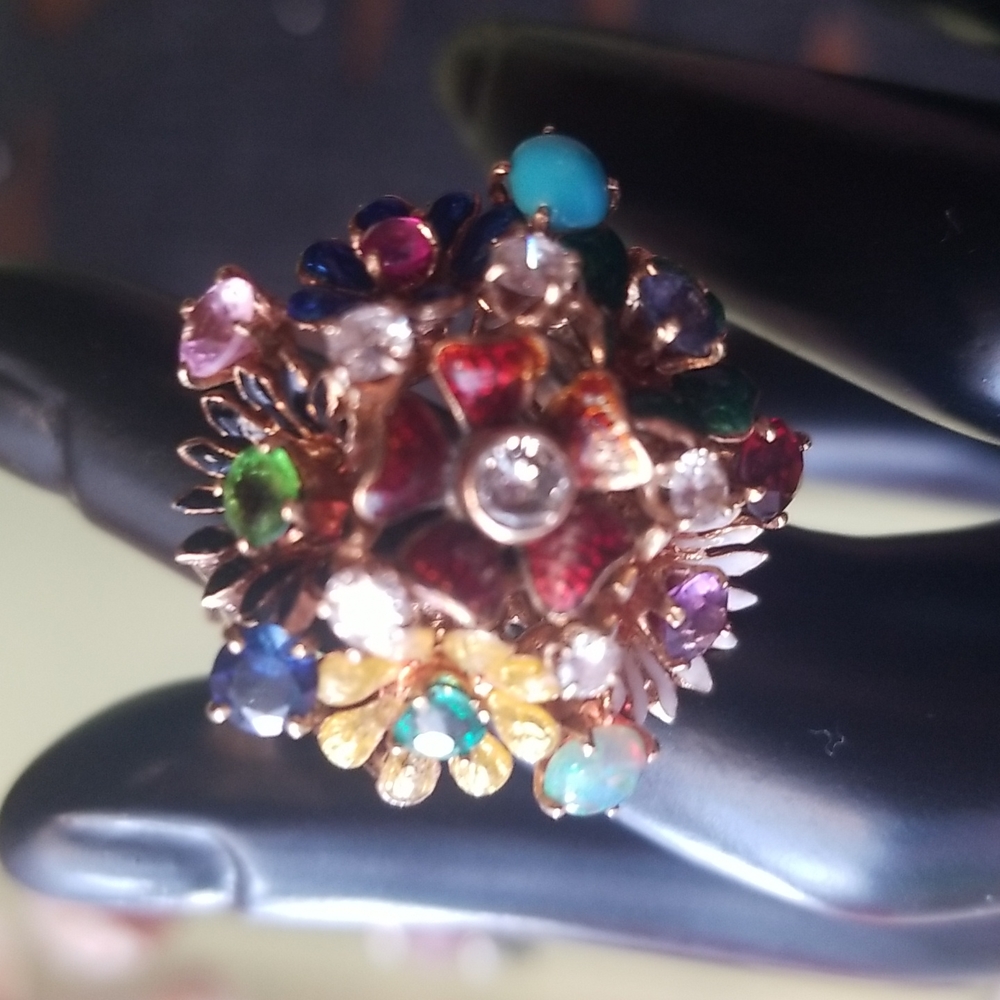 Very Special Vintage Diamonds & Enamel Giardinetti Ring 😍 Unique